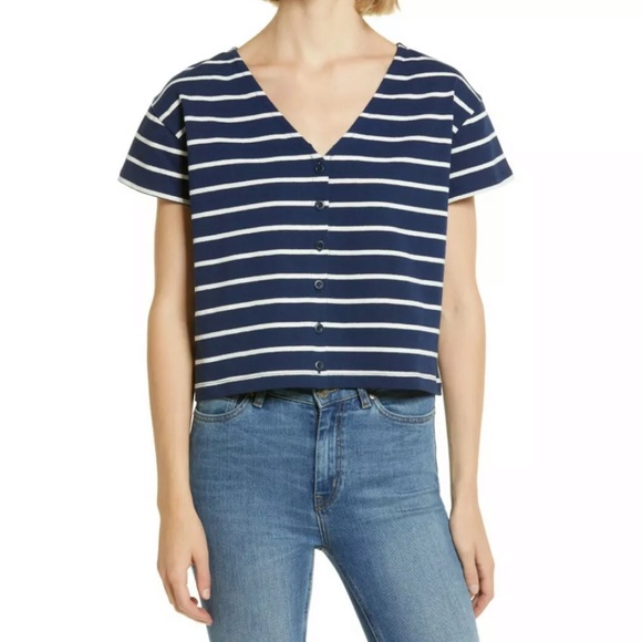 Madewell Tops - Madewell Sz M Boxy Striped Buttondown Top EUC